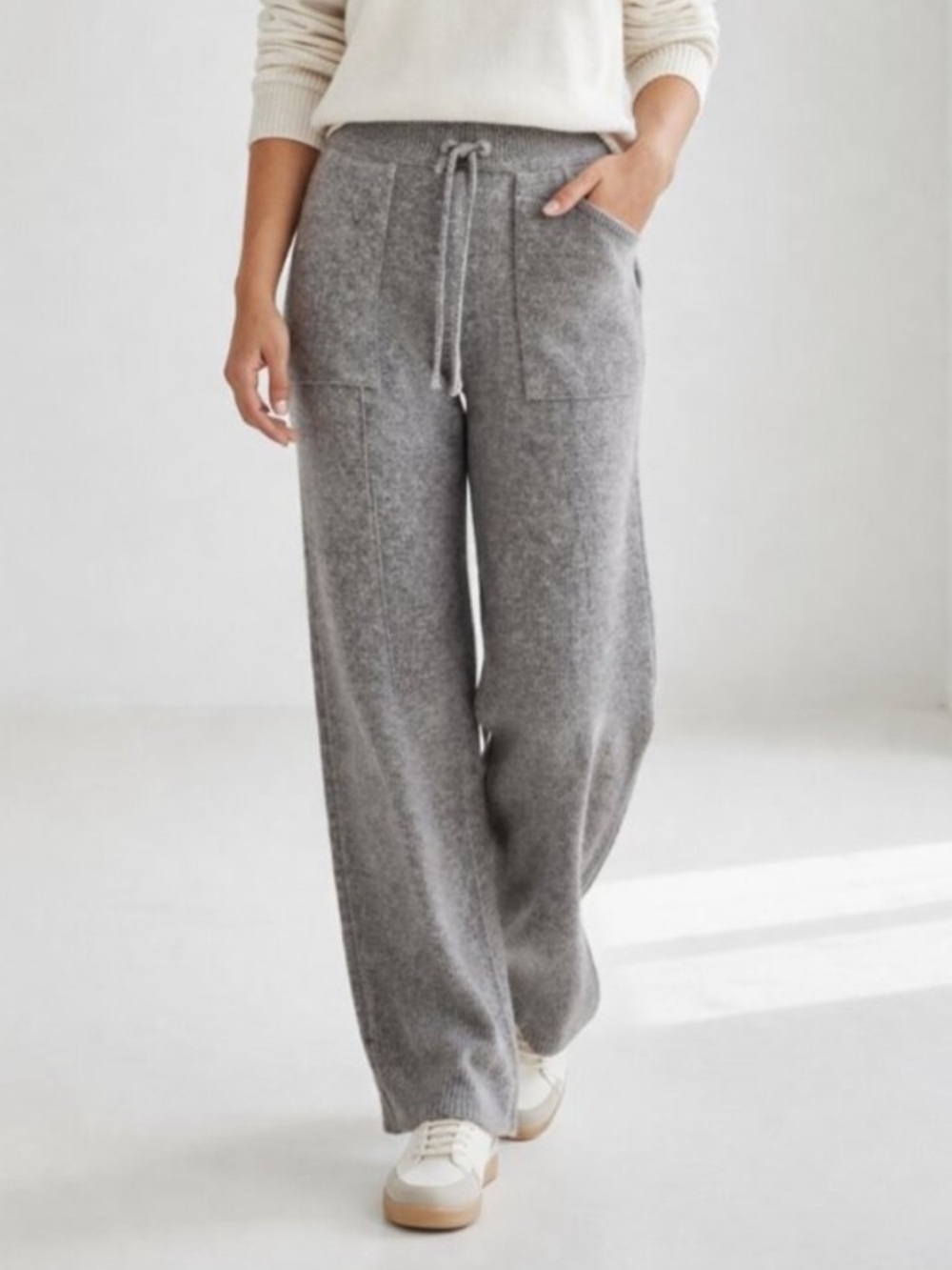 New! The Kooples Gray wool cashmere Knit Lounge Pants Size Large 36325